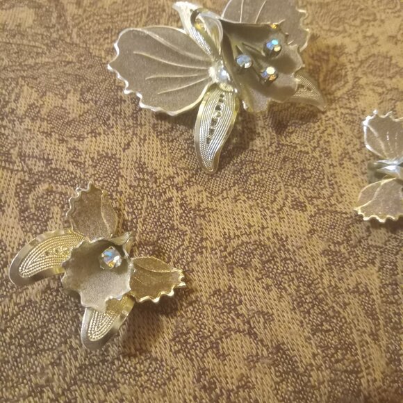 Antique  art noveau Pinchbeck  Sugared Enamelled brooch w/matching earrings-SET - Picture 8 of 13